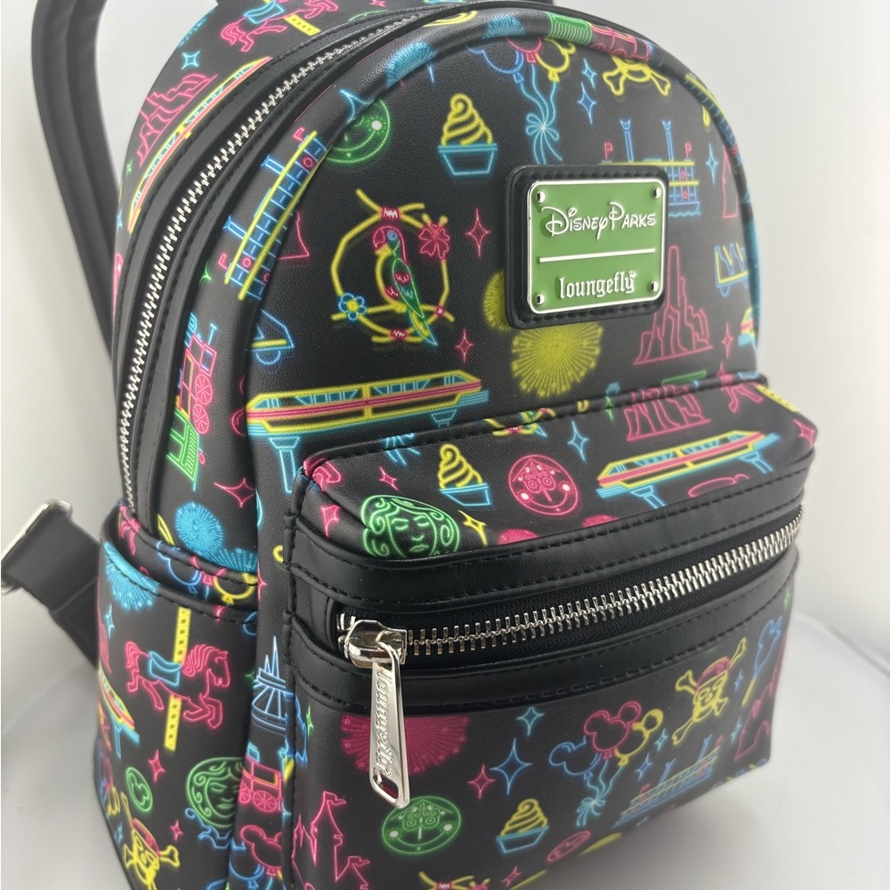 Retired Loungefly Disney Parks Neon Icons Mini Backpack – NWOT - Picture 6 of 7